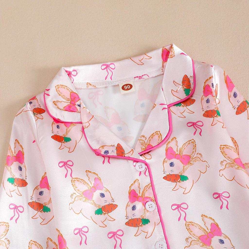 Комплект пижамы с потрепанным пасхальным кроликом - Лонгслив и брюки для осени/зимы