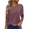 Women's T Shirt Tee Button Long Sleeve Daily Weekend Fashion Basic V- Neck Regular Top With Pocket