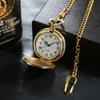 Retro Automatic Flip Mosque Pocket Watch Pendant Necklace - High-End Quartz Prayer Timepiece