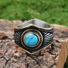 Винтажное бирюзовое кольцо-октаграмма Уникальные украшения из титановой стали в стиле коренных американцев