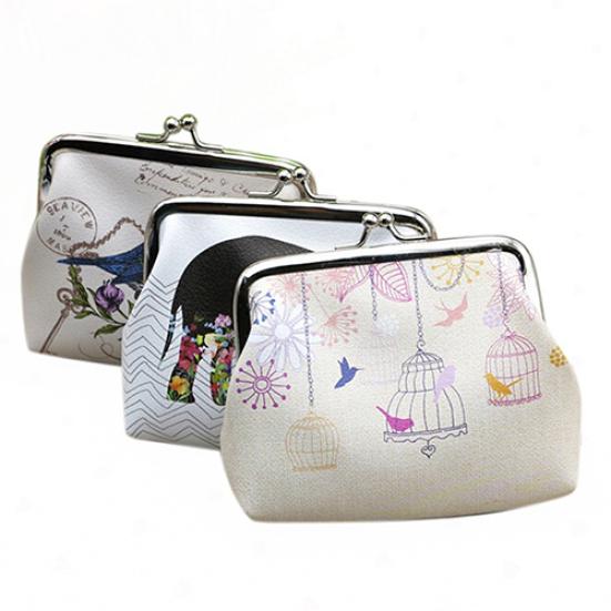 Женский мини-кошелек с птицами и цветами, чехол для монет, клатч, кошелек
