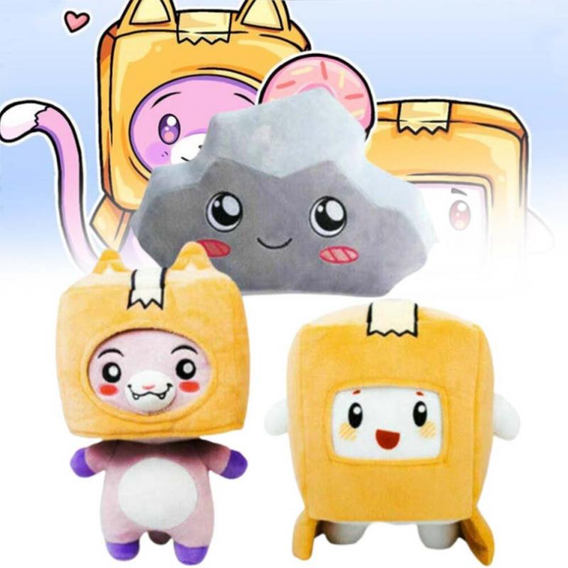 3PCS Set Dolls Lankybox BOXY + FOXY + ROCKY Plush Soft Stuffed Toy Kid Game Figure Plushie Doll Gift