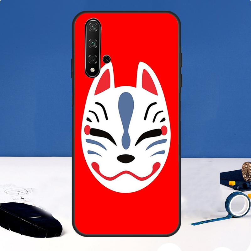 Японский чехол-маска лисы Кицунэ для Huawei Nova 12i 7i 8i 11i 12s 11 9 10 SE Y60 Y61 Y70 Y72 Y73 Y90 Y91 P30 P40 Lite