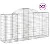 Gabion Baskets with High Arch 2 pcs 200 x 50 x 100 120 cm Galvanized Iron