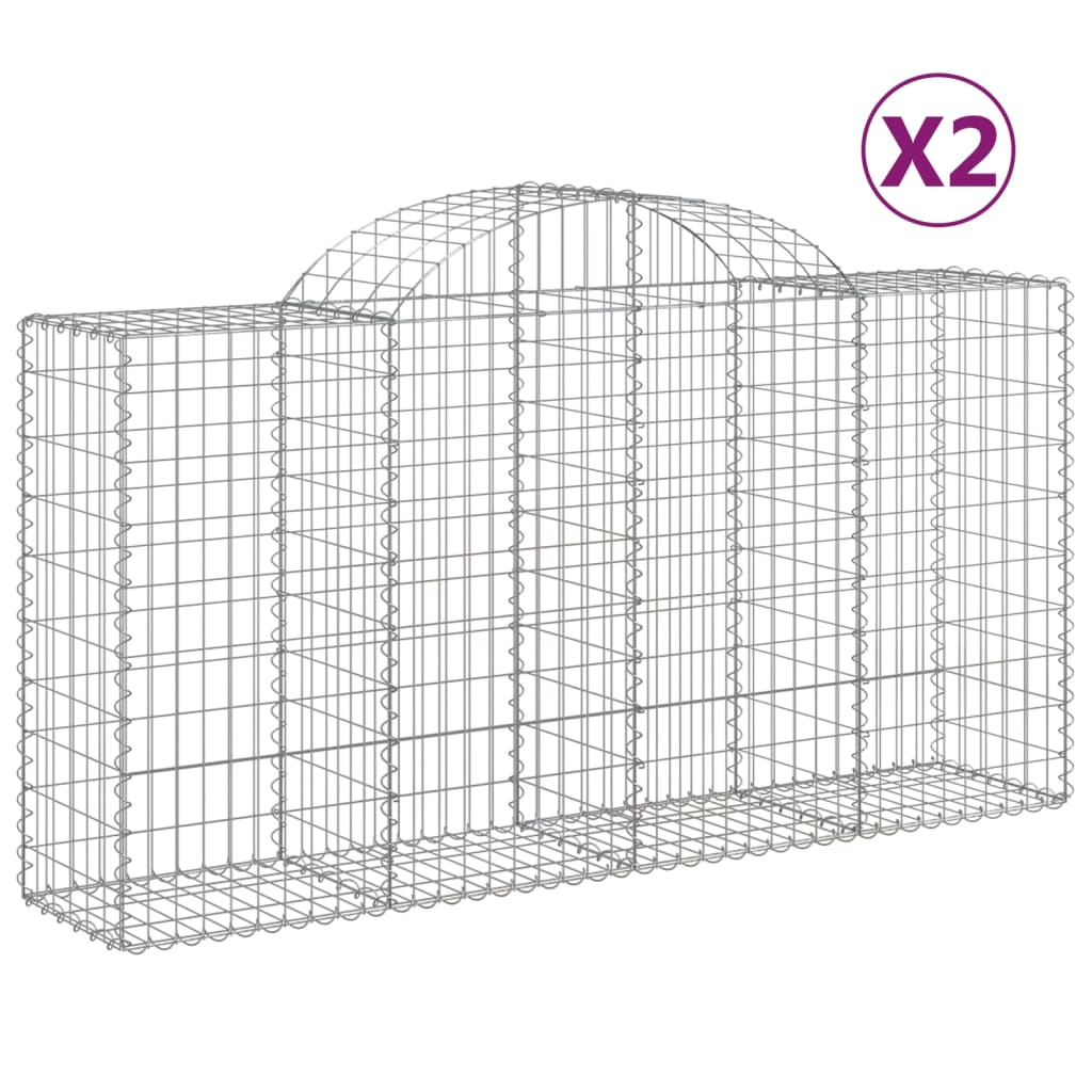 Gabion Baskets with High Arch 2 pcs 200 x 50 x 100 120 cm Galvanized Iron