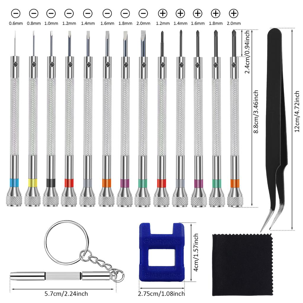13-28Pcs Precision Screwdriver High Hardness Steel Micro Cross Repair Metric Flat Head Screwdriver for Watches Glasses Jewelry