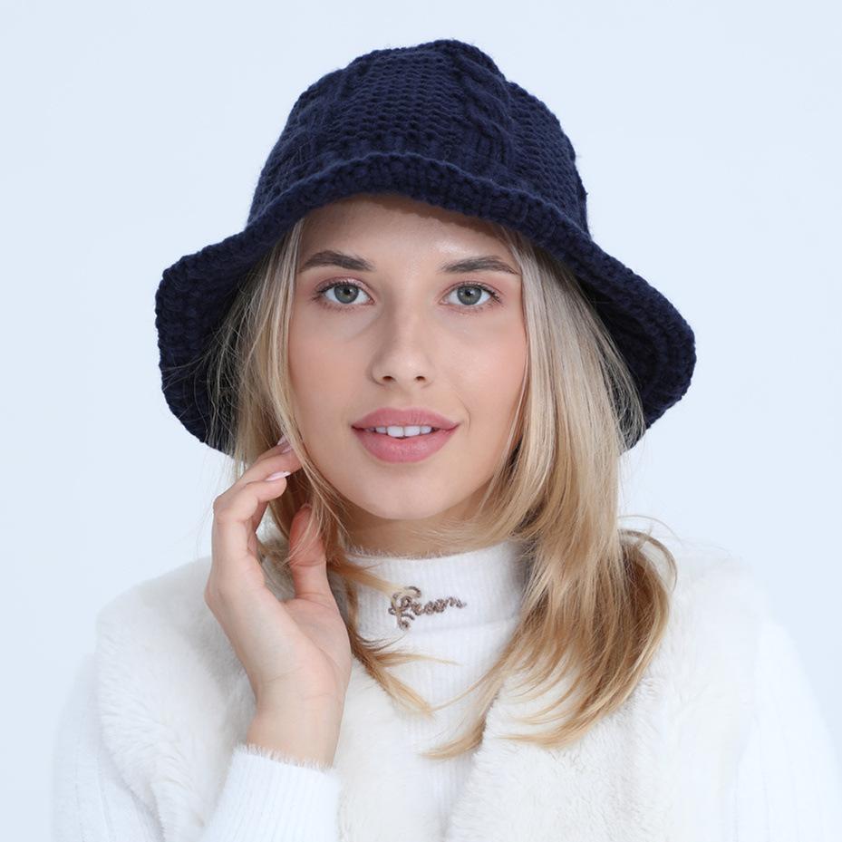 Женская осенне-зимняя шерстяная шляпа-горшок, студенческая вязаная теплая водонепроницаемая рыбацкая шапка