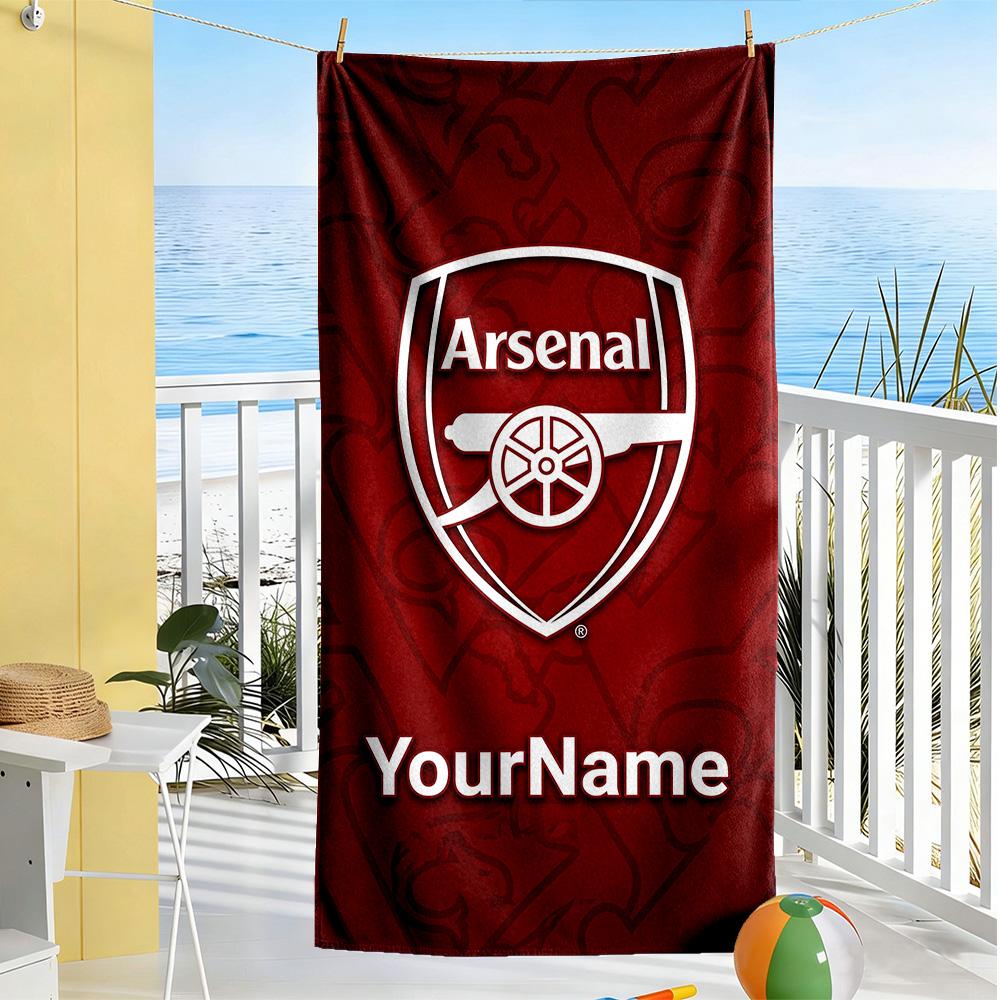 Arsenal Customize Text Beach Towel Super Soft & Absorbent Perfect for Traveling Yoga Camping and Swimming