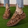 Fashion Leopard Print Flat Sneakers Women Lightweight Non Slip Running Shoes Woman Casual Soft Sole Walking Trainers Female