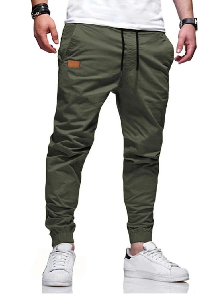 Foreign trade four seasons straight trousers men's casual sports cotton European size tethered tote overalls