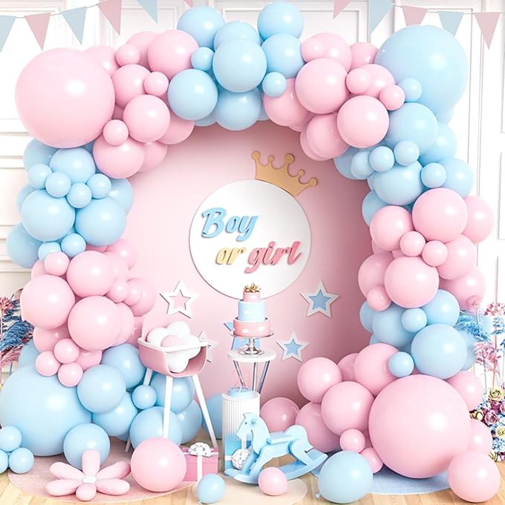 Boy Girl Baby Shower Decor Balloons Garland Pastel Pink Blue Balloon Arch Kit Birthday Party Gender Reveal Decoration Background