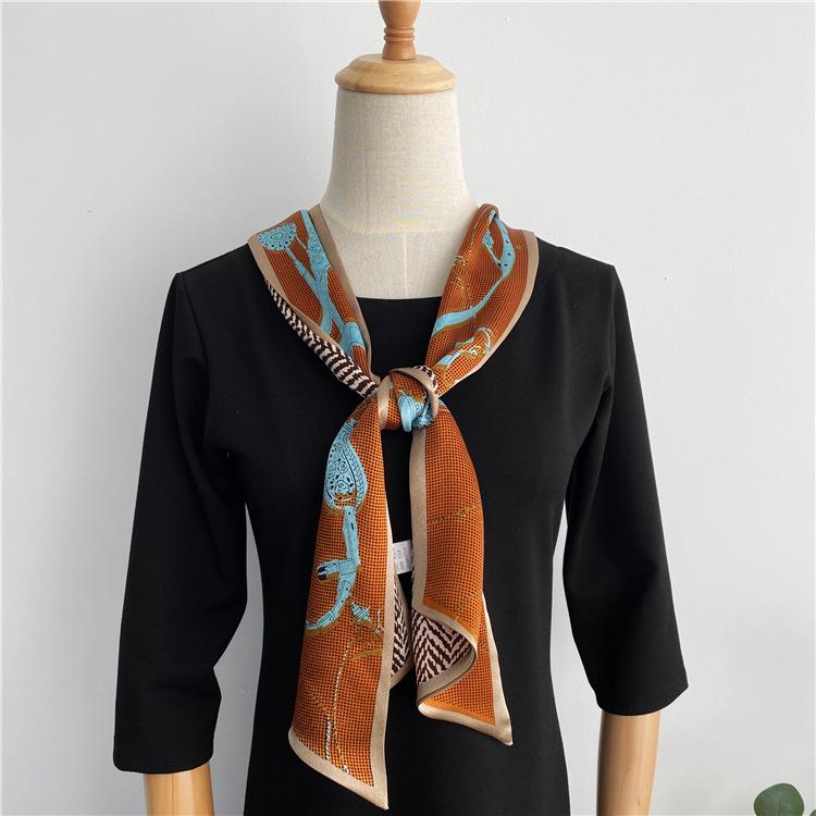 Double-Layer Silk Scarf Mulberry Silk Scarf Women'S Versatile Autumn Models Thin, Narrow And Long Multi-Functional Decorative Scarf Streamer Thin