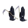 Black Grim Reaper Statue Mini Devil Figurine Dollhouse Halloween Thrilling Robe Nightcrawler Ornament Micro Landscape Decor