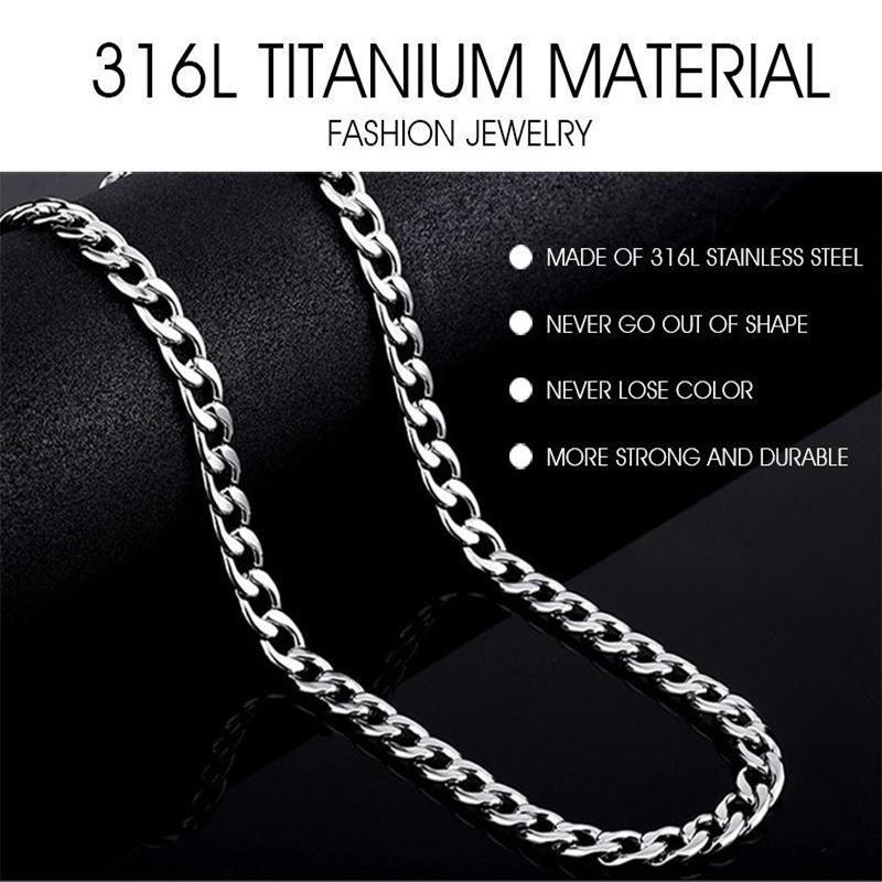 60 см мужское серебряное ожерелье из нержавеющей стали водонепроницаемое и устойчивое к выцветанию кубинское панк хип-хоп ожерелье MIT