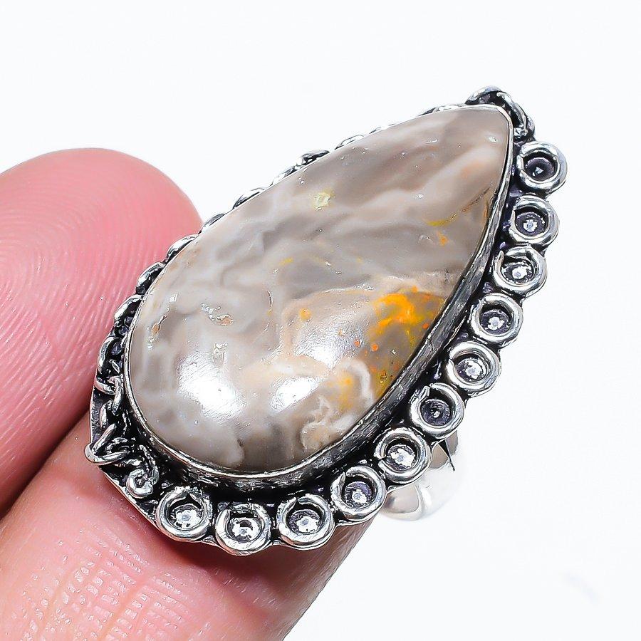 Bumblebee Jasper Gemstone Handmade 925 Sterling Silver Jewelry Ring Size 9 N2n18
