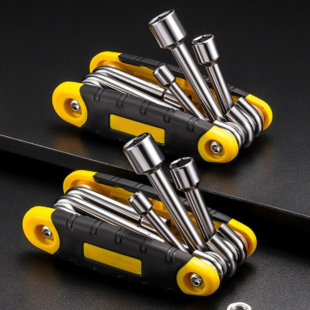 Складной торцевой ключ высокой твердости, шестигранная отвертка, гаечный ключ 6 в 1, торцевой ключ для велосипеда