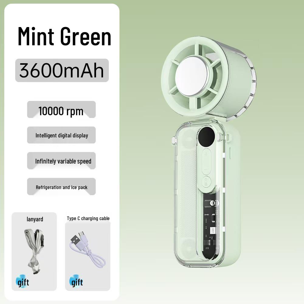 Rechargeable Handheld Neck-Hanging Mini Fan with Semiconductor Cooling and Long Battery Life