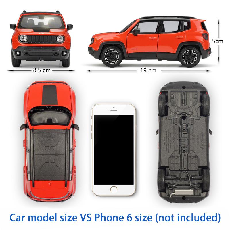 Масштаб 1/24 Welly Jeep Renegade Trailhawk, модель автомобиля из сплава, литье под давлением, металлические игрушечные транспортные средства, модель автомобиля, коллекция высокой имитации, детские подарки