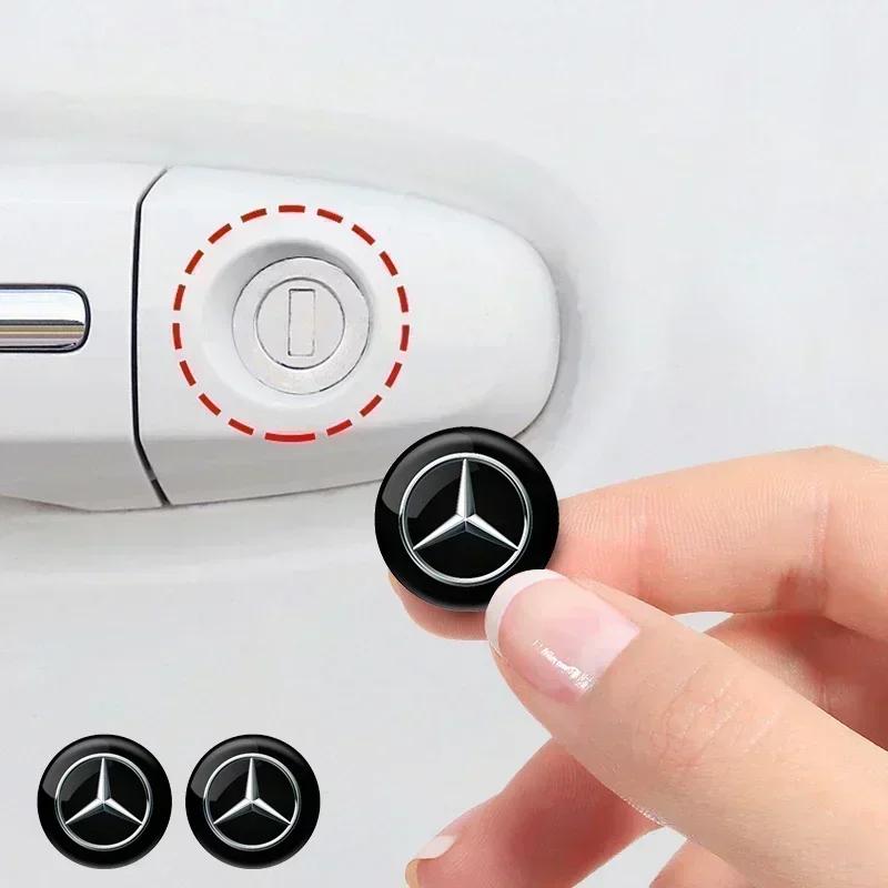 Car Door Lock Keyhole Protection Stickers Emblem For Mercedes Benz W166 W212 W213 W246 W176 W205 C180 W167 A B C E Class GLE GLK ETP7