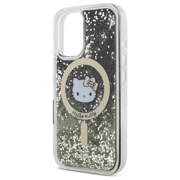 Hello Kitty HKHMP16SLGDIK iPhone 16 6.1" black gold hardcase Liquid Glitter Fever MagSafe