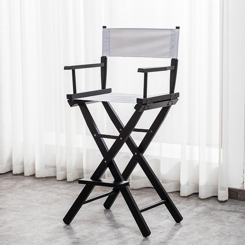 Складной стул режиссера из массива дерева с холщовой спинкой - Барный стул, для улицы, макияжа или рыбалки