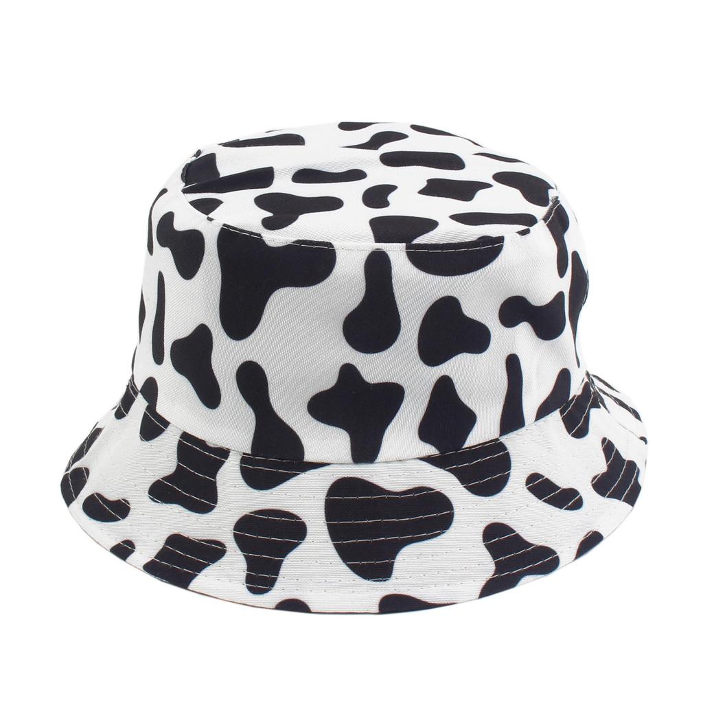 Cow Reversible Black White Cow Panda Zebra Pattern Bucket Hats Fisherman Caps for Women Summer Double Side Bonnet Hat for Women