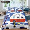 Счастливый Кемпинг Пододеяльник Квин Мультяшный Караван Кемпинг Постельный Комплект Фермерский Стиль 3D Чехол для Одеяла с Наволочками