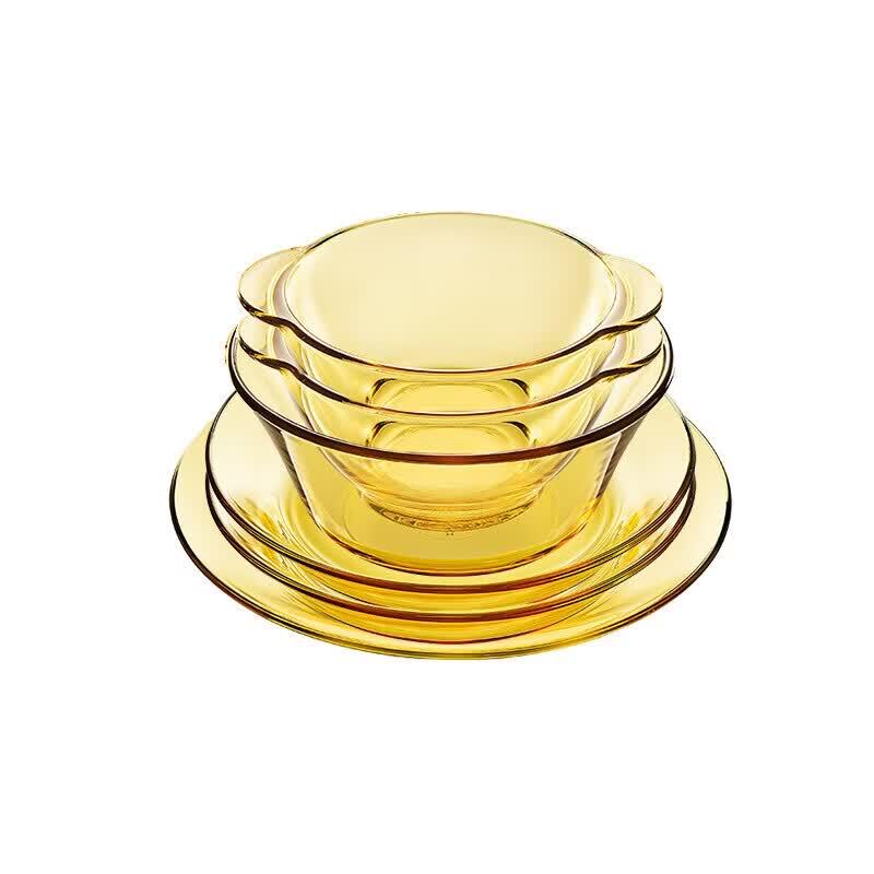 Янтарный стеклянный набор посуды Pyrex на 6 персон