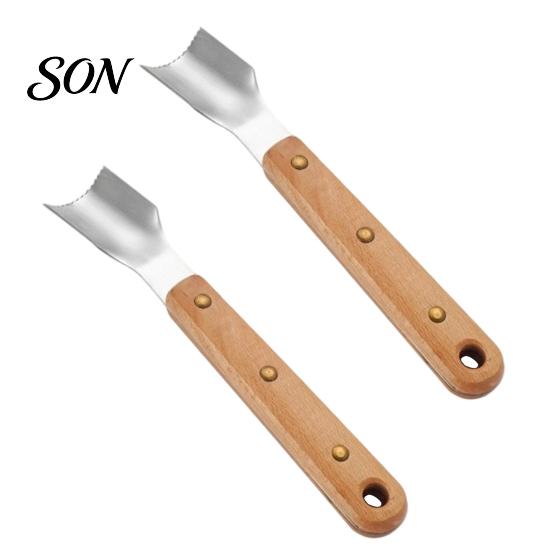 Kitchen Corn Stripper Stainless Steel Cob Peeler with Wooden Handle, Sawtooth Blade Kernels Remover Curved Portable Scraper, Stripping Tool for Gadget