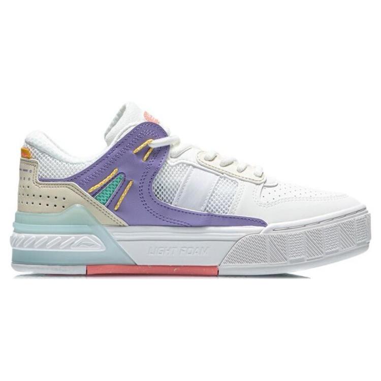 Кеды для скейтборда Li Ning Morning Glow Женские Низкие Снежный/Светло-Лотосовый Фиолетовый AGCR192-3