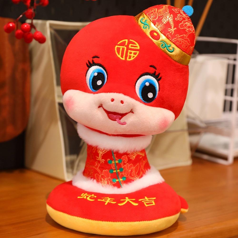 Плюшевая игрушка-талисман года змеи, милая кукла-змея, приносящая удачу, плюшевые игрушки, кукла-змея китайского зодиака, домашний декор
