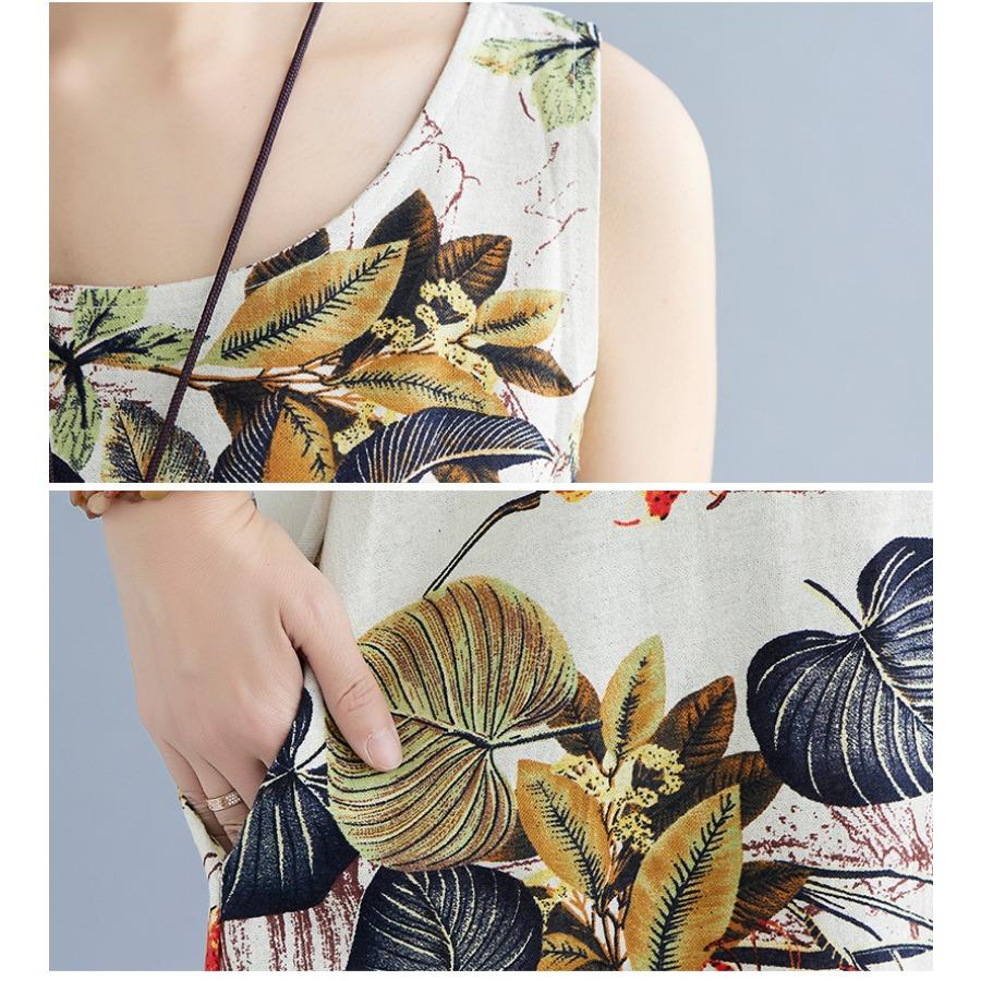 Женское платье-жилет из хлопка и льна в стиле ретро, ​​винтажное повседневное летнее платье с круглым вырезом без рукавов, длинные макси-платья большого размера