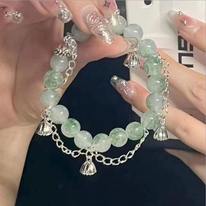 Прозрачный браслет из бусин «Лотос»: Ювелирные изделия в китайском стиле, легкая роскошь, универсальные, для женщин