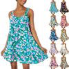 Женское модное летнее пляжное повседневное платье без рукавов с принтом, милое платье на бретелях, милое платье на бретелях