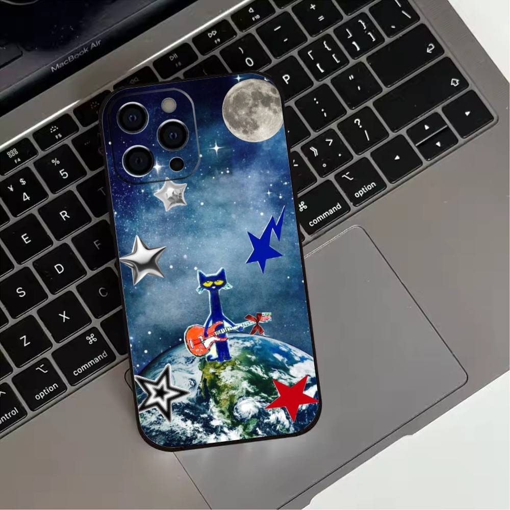 Чехол для телефона с милым рисунком P-Pete-S C-Cat для iPhone 17, 16, 15, 14, 13, 12, 11 Plus, Pro Max, Другие Мягкий Черный Чехол