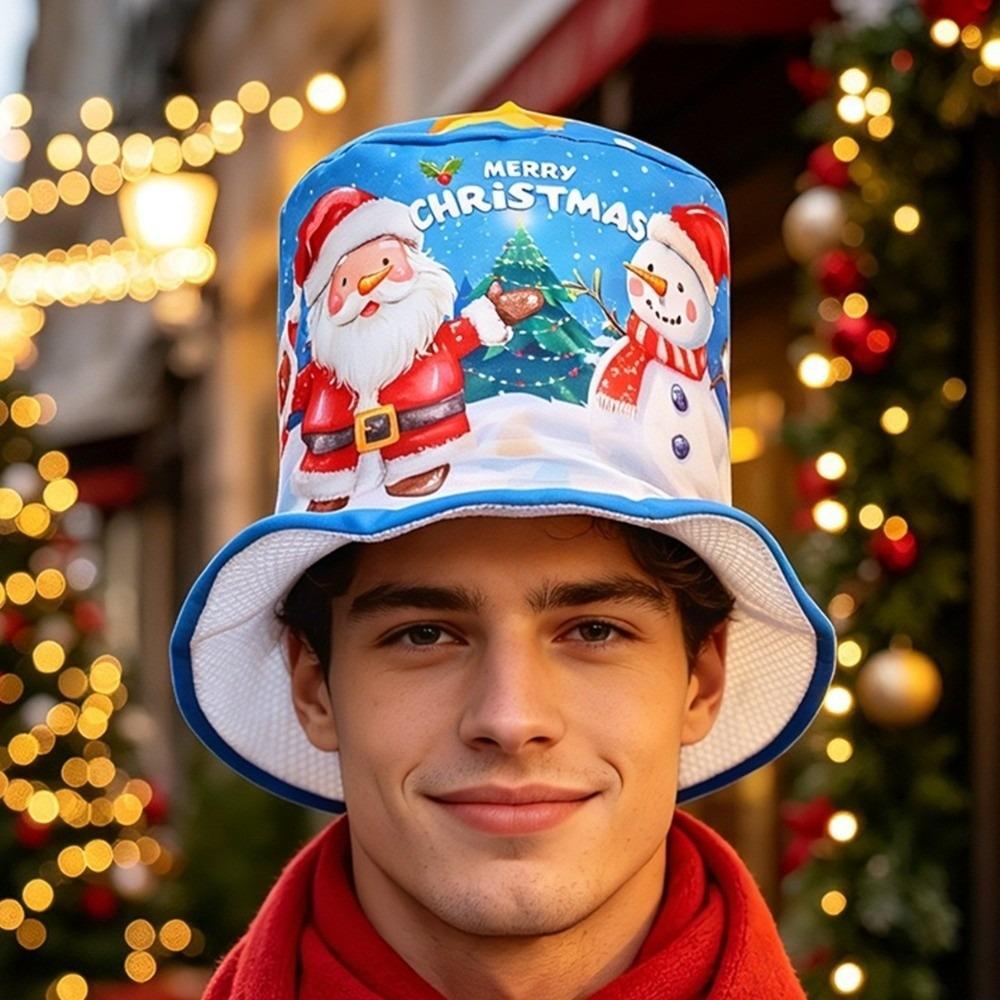 Funny Christmas Bucket Hats Soft Xmas Photo Hat Cute Holiday Hat Holiday Party