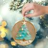 Ocean-Inspired Christmas Ornament Sea Glass Shell Resin Tree with Starfish Topper Coastal Christmas Hanging Decoration for Tree Car Mirror Decor