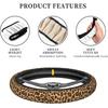 Leopard Steering Wheel Cover Anti-Slip And Practical 14.5-15 Inch Universal Car Steering Wheel Cover With 2 Pieces Car Coasters Suitable For Men