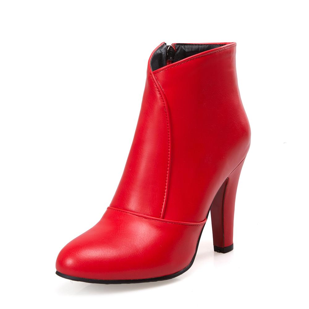 Женские короткие сапоги на высоком каблуке, темперамент, европейский и американский стиль, простой темперамент, тонкий каблук, большой размер, однотонные короткие сапоги