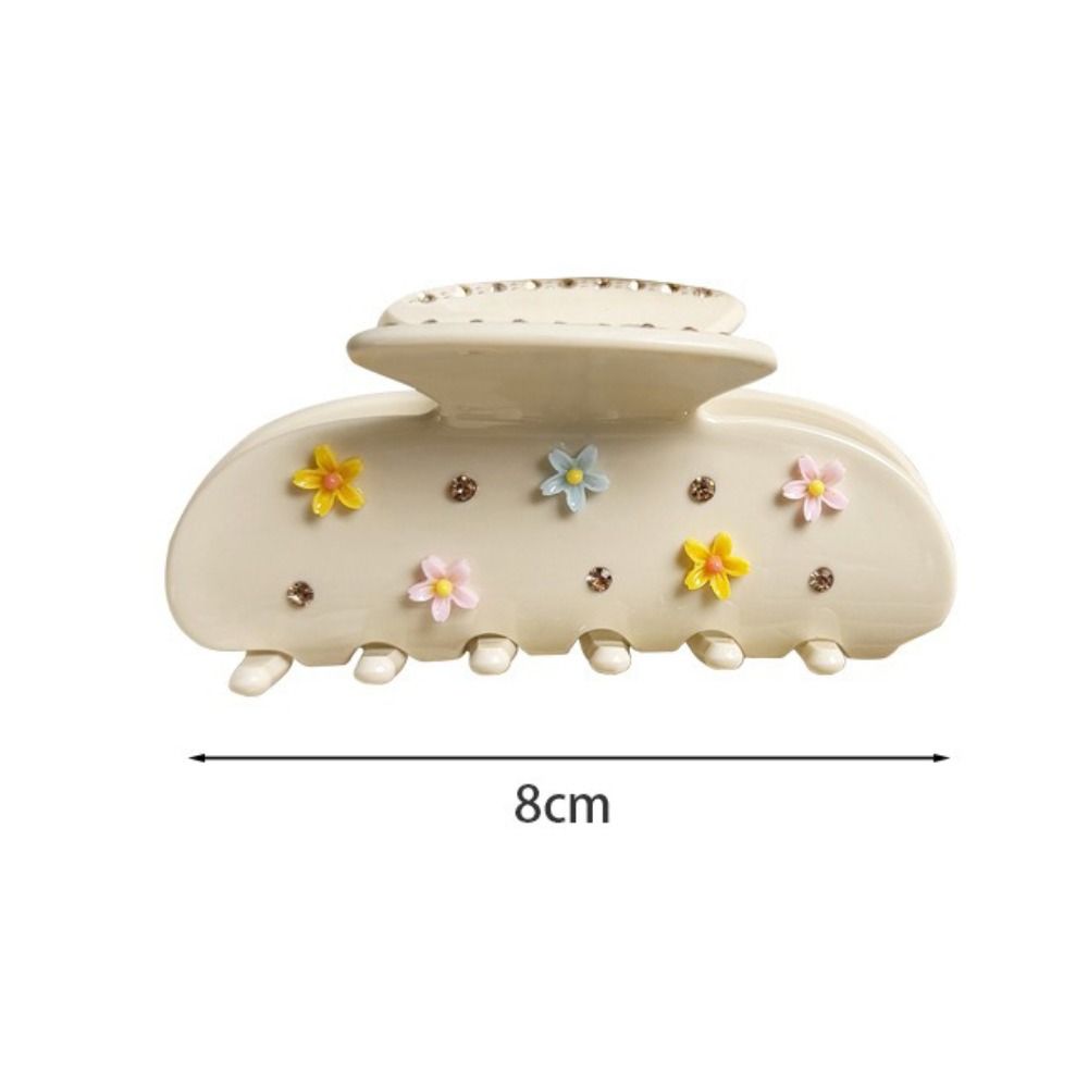 Rhinestone Decor Hair Barrettes Floral Decor Hair Jaw Clips Sweet Style Shark Hair Clips For Women
