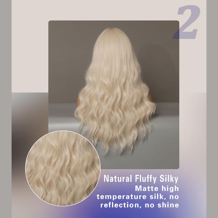 Wig Womens Golden Long 64cm Hair Long Curly Hair Full Cap Rose Hair Net Natural Realistic Hair Wig