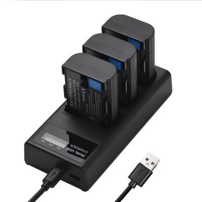 LP-E6 Зарядное устройство Зарядное устройство на 3 гнезда со светодиодными индикаторами Micro USB и порт типа C + 3 шт. LP-E6