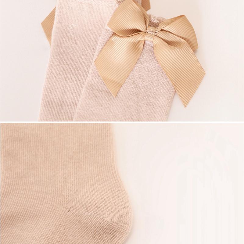 Детские носки, носки средней длины для девочек, однотонные детские носки с бантом