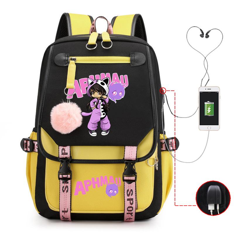 Harajuku Simple and Versatile Aphmau Junior High School Student School Bag Female Lightweight Large Capacity Middle School Student Backpack