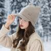 Зимняя теплая шапка с кошачьими ушками, женская бархатная утолщенная холодостойкая шерстяная шапка, ветрозащитная защита ушей, вязаная шапка