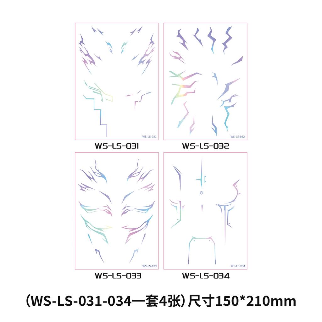 Popular Demon Hunter Girl Group Rumi Laser Tattoo Stickers, Sci-Fi Anime Cosplay Stage Lightning Makeup Face Stickers