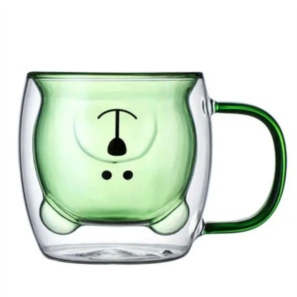 Кружка для кофе из стекла с двойными стенками, мультяшный медведь, бутылка для сока и молока, простая кружка для виски, коктейлей, вина, подарок