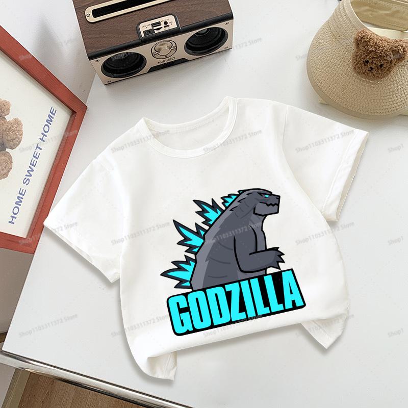 Godzillas Tshirt Round Neck Short Sleeve Sportwear Fashion Summer Boys Girls Clothes Birthday Tops Hip Hop Outdoor Wear Gifts