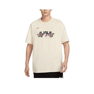 Мужская футболка с круглым вырезом и принтом логотипа Max90 LeBron Floral Tops Кокосовое молоко FZ8074113