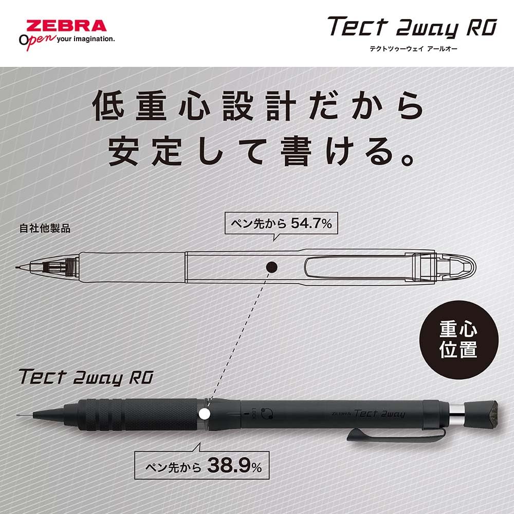 Zebra Mechanical Tect Metal Knurled Pencil, 2-Way RO, 0.5mm, White, Model, P-MA141-MW